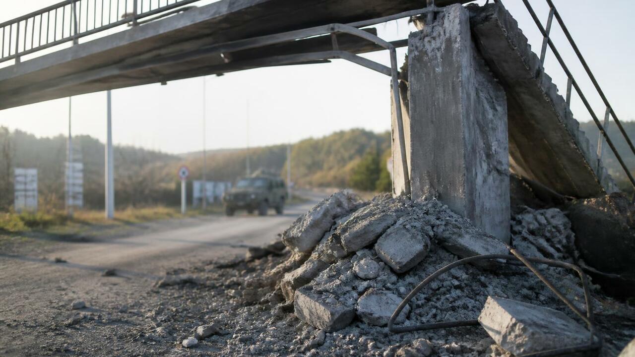 Пешеходный мост в Татарстане обрушился после ст...